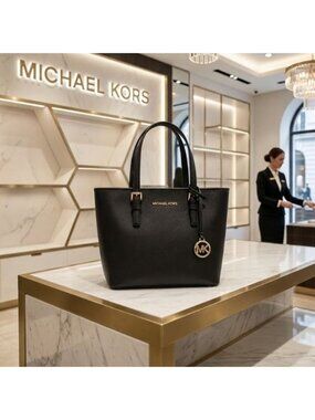 Michael Kors Jet Set Travel Extra-Small Black Zip Tote Bag